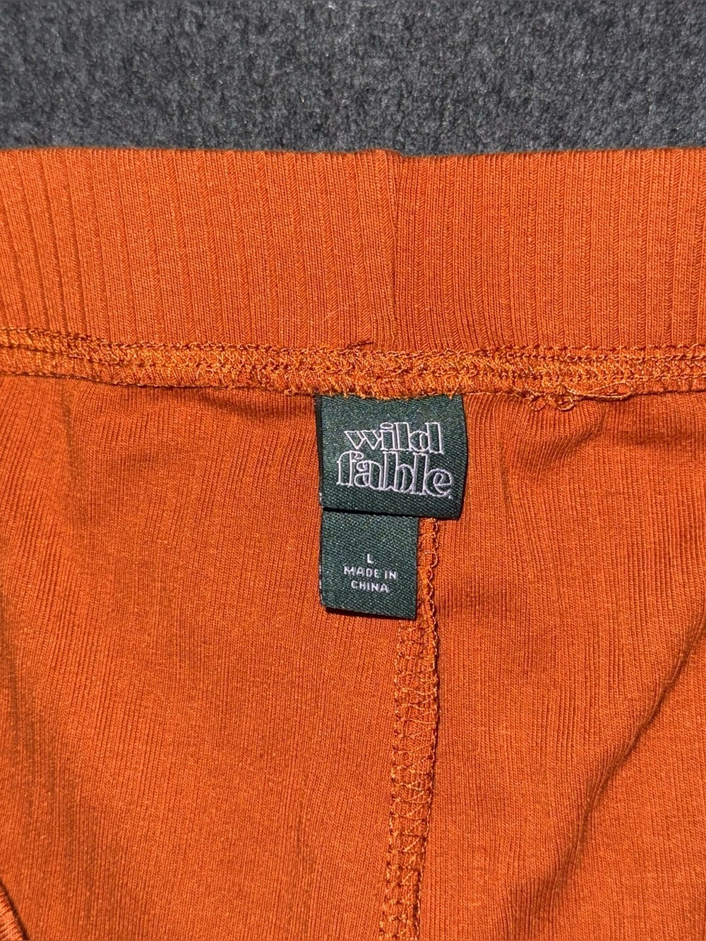 Orange Ribbed Flare Pull On Pants Sz L Lettuce Hem Stretch Knit 70s Retro Hippie - Picture 6 of 7
